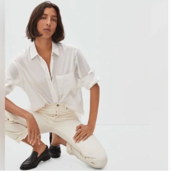 Everlane - The Rigid Slouch Jean Organic Cotton | Size 31 Regular | White Bone - Picture 5 of 13